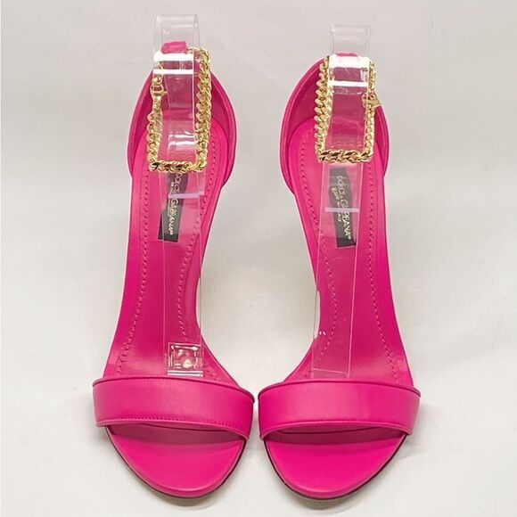 Dolce&Gabbana Sculpted-Heel Baroque DG Leather Sandals size 36.5 - Picture 5 of 13